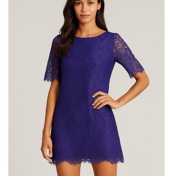 Shoshanna Lace Lisa Shift Dress in Amethyst - Picture 1 of 8